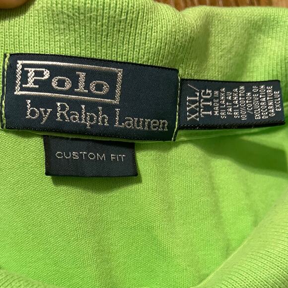 Vintage Polo Ralph Lauren Polo Shirt Size XXL Neon Green Rugby Preppy 90s Pony - Picture 5 of 6